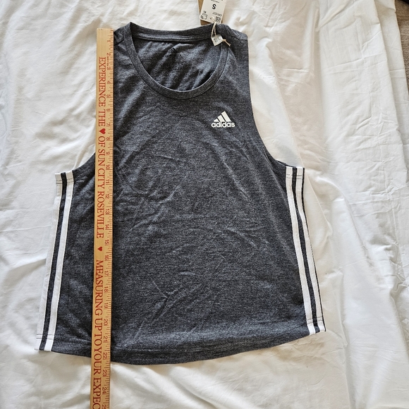 Adidas PRIMEGREEN Aeroready Original 3 Stripe Training Gray Tank Top Small NWT - Picture 7 of 12
